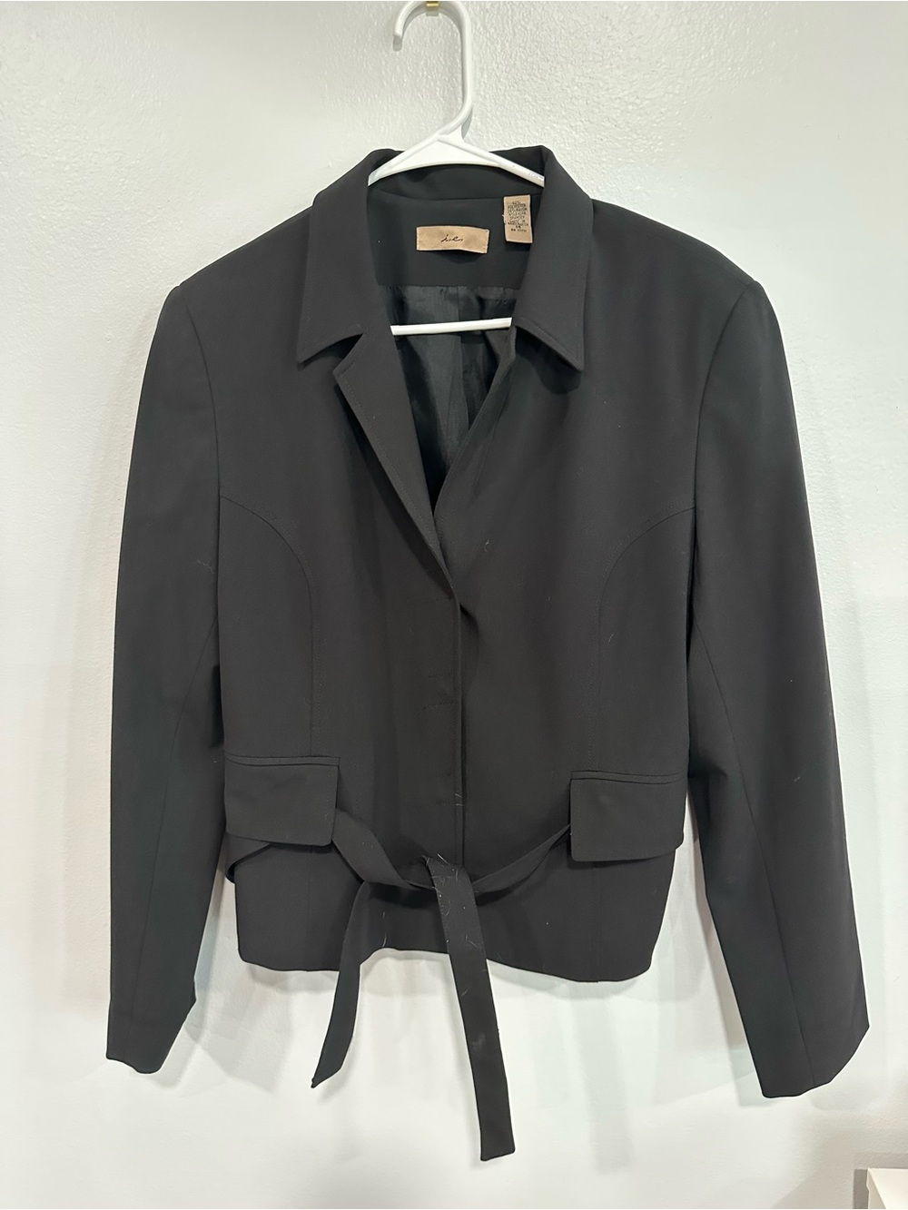 Women's Black Tie-Waist Blazer Jacket